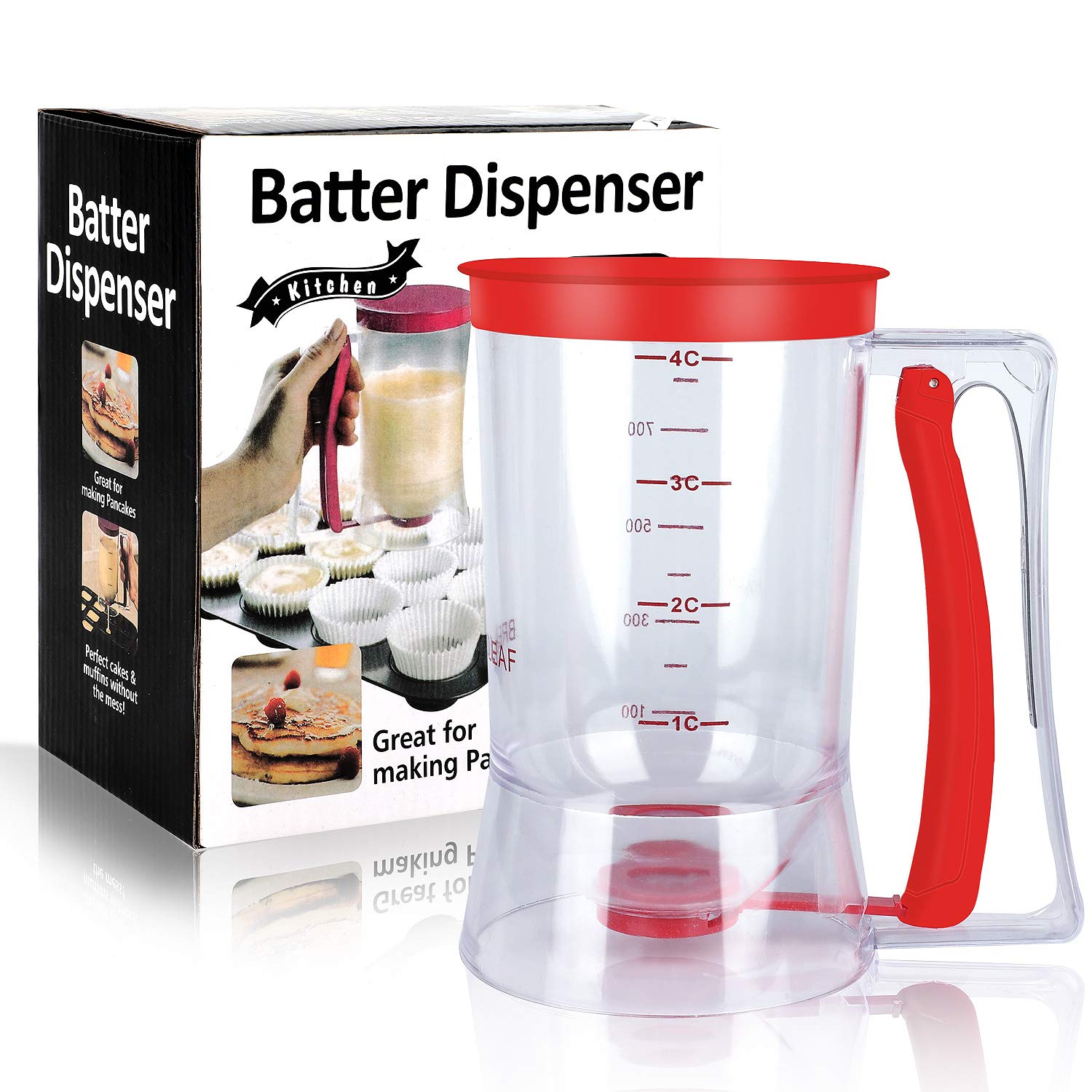 Batter Separator Cupcakes Pancakes Cookie Cake Waffles Batter Dispenser Cookie Separator Batter Cream Speratator Cup Measuring Baking Tools (red)