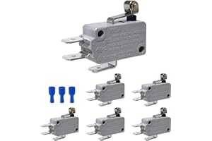 Yoiilnz 6Pcs Lead Limit Switch Short Hinge Roller Lever Arm, SPDT Momentary Snap Action Micro Switch,KW3A 16A 125/250V