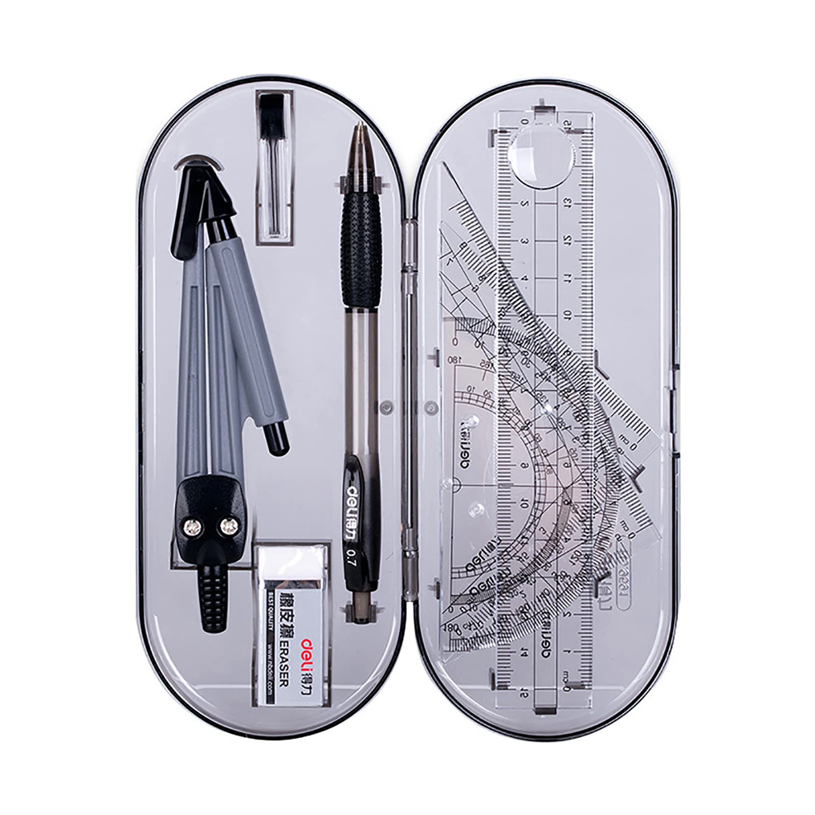 WUDQIJI Compass Set Geometry Set 8-Piece Protractor Set Geometry Set Pencil Maths Set Geometry Compass School Compass Geometry Compass Maths Geometry Tool with Pencil Case