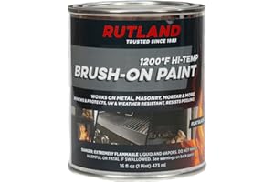 Rutland Products, Black Rutland 1200-Degree F Brush-On Flat Stove Paint, 16 Fluid Ounce, Fl Oz (Pack of 1)