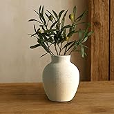 Small Terracotta Decorative Vase with Light Sand White Finish Handcrafted Boho Farmhouse Ceramic Vase for Home and Hotel Decor, Table, Living Room, Bathroom, Shelf, Mantel Decoration, Wedding