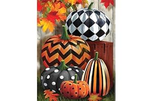 PAINTCOLOR Pumpkin Cross Stitch Stamped Kits for Adults Beginners-Fall Embroidery Kits Harvest Thanksgiving Counted Cross Stitch Kits Patterns Dimensions Embroidery Kits Arts Craft Kits Wall Decor