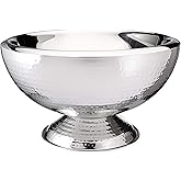 Elegance Stainless Steel Hammered Double-Walled Insulated Punch Bowl 17 Inch | 3 Gallon Footed Beverage Tub for Wine, Champagne for Parties, Weddings & Events