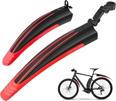 Ledeak Bike Mudguard Set 20-26 Inch Adjustable Front Rear Fenders Red