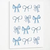 Light Blue Watercolor Bow Wall Art Trendy Coquette
