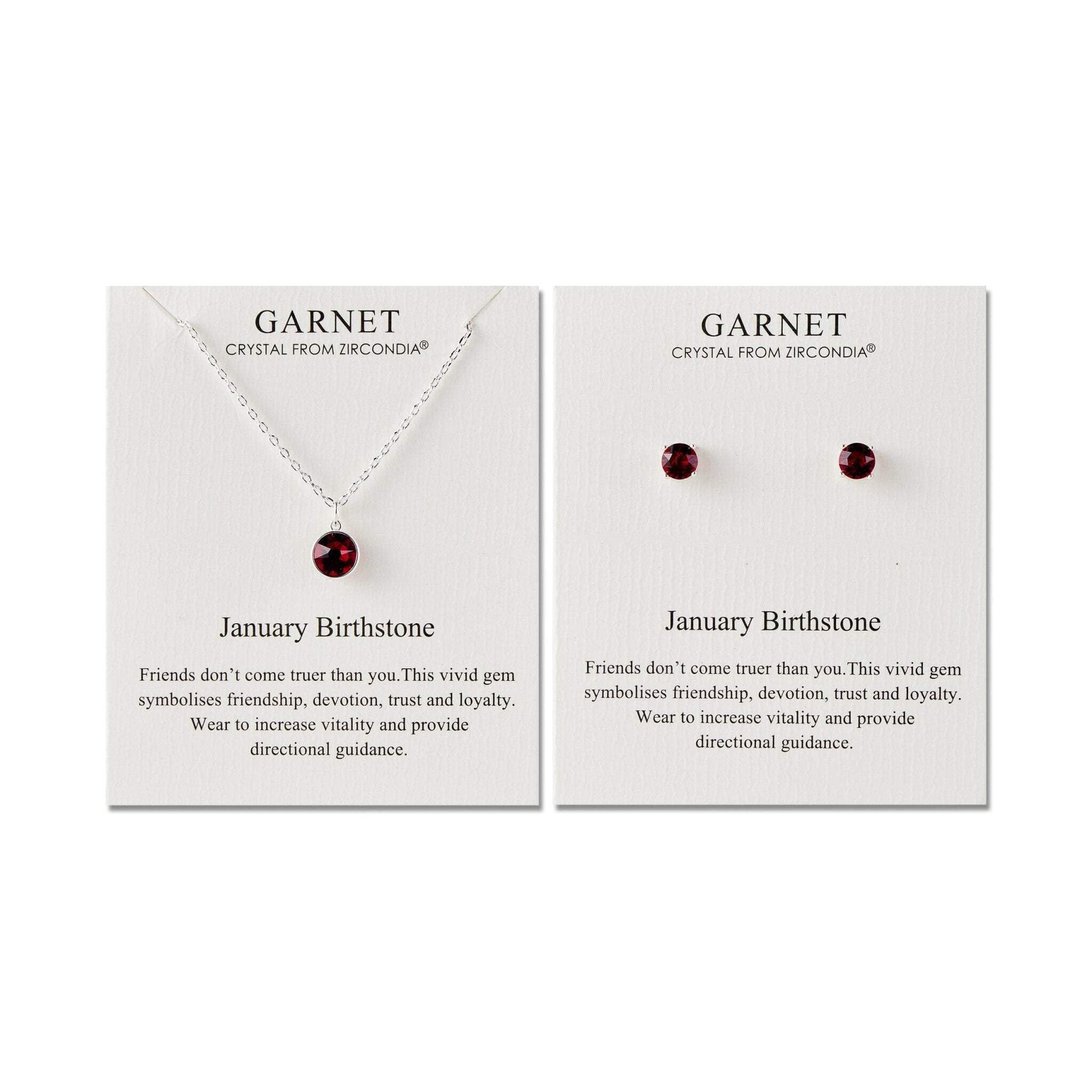 Philip Jones January (Garnet) Birthstone Necklace & Earrings Set Created with Zircondia® Crystals