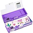 Henoyso Pencil Box for Girls Alpaca Pencil Case with Calculator and Pencil Sharpener Multifunction Pencil Case Cool School Supplies Back to School Gift Birthday Present for Kids Teens