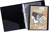 eco-eco A5 65% Recycled Presentation Ring Binder with 12 Pockets Black eco045