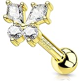 COCHARM 14K Gold Plated 925 Sterling Silver Helix Earrings 18g Tragus Earrings Butterfly Forward Helix Cartilage Piercing Jewelry for Women