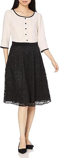 Amazon Co Jp デビュー ド フィオレ カジュアルドレス ﾊﾞｲｶﾗｰﾚｰｽ切替op レディース クロ 9 号 R 服 ファッション小物