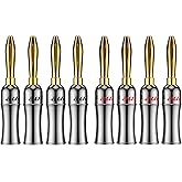 Viborg Audiocrast HiFi Speaker Banana Plugs Gold Dual Screws Locking Banana Connector Terminals 8 PCs (UST)