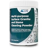 Skylarlife Multi-purpose Surface Stone Cleaning Powder (200g) to remove rust stain, yellowing, oil stains, from most marble, granite, quartz, concrete, countertop and other non-porous surface, remove adhesive spots and stains from boat and plastic and leather