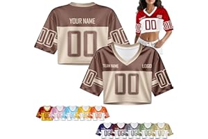 Custom Football Jersey Crop Tops for Women Personalized Girls Streetwear Cropped Jersey with Team Number Name