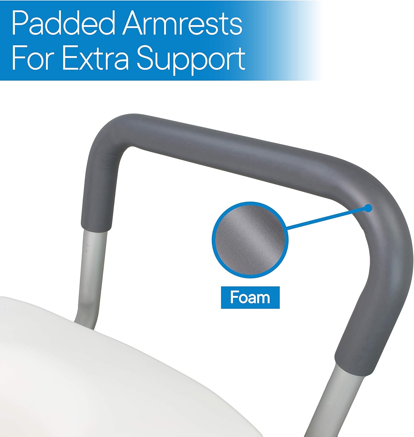 RMS Raised Toilet Seat - 5 Inch Elevated Riser with Adjustable Padded Arms - Toilet Safety Seat for Elongated or Standard Commode: Health & Personal Care