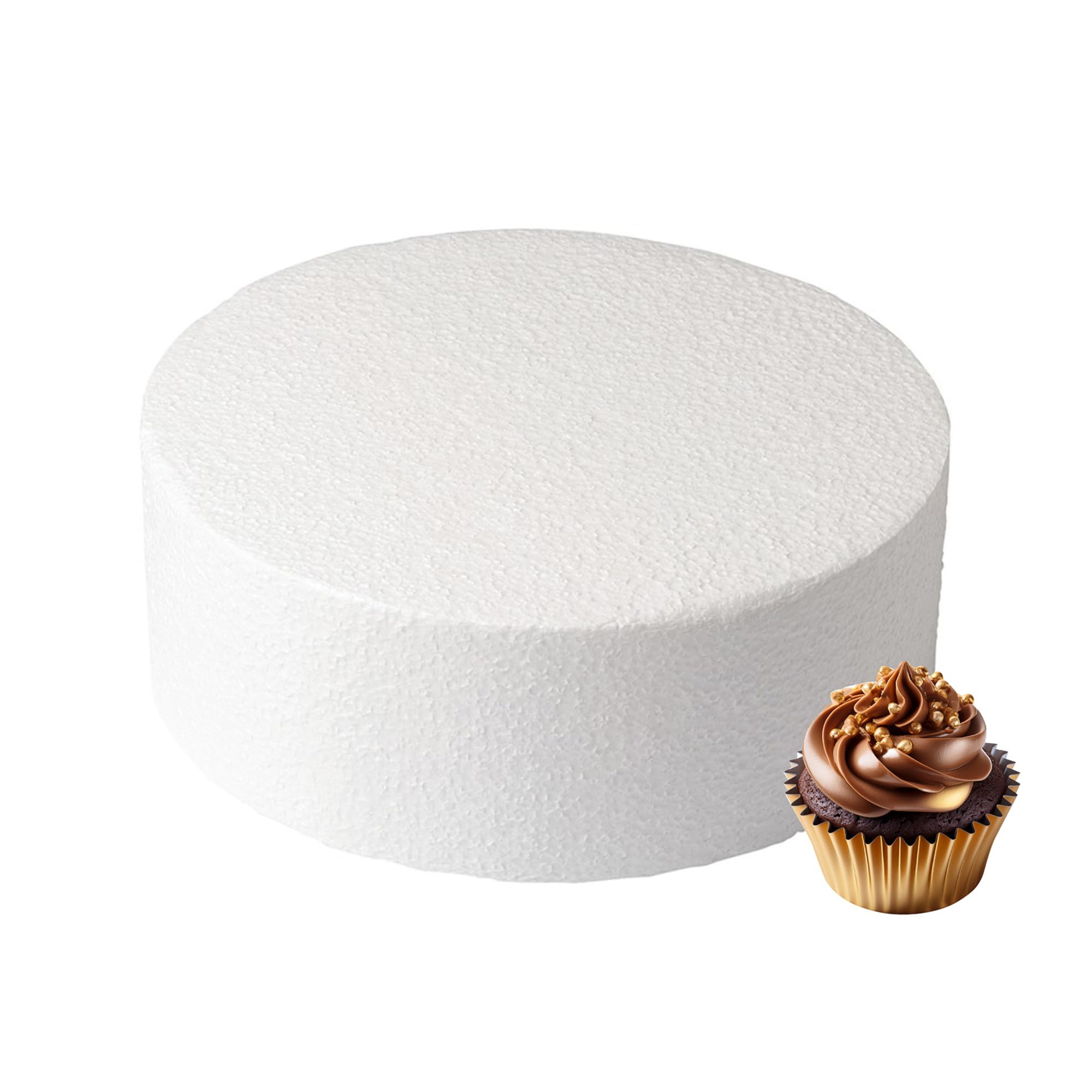 Culpitt 8" x 5" Round Cake Dummy, Straight Edge Cake Form, Practice Cake Decorating or Use for Creating Long-Lasting Displays, Smooth Polystyrene