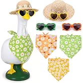 Porch Goose Outfits, 7Pcs Daisy Spring Summer Clothes for 23 Inch Statue | Porch goose spring outfits & porch goose summer outfit, all-season kit hat bandanas fit standard lawn statues