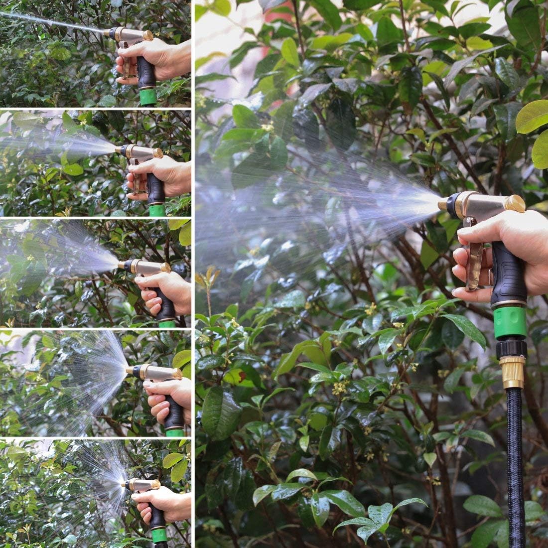 Crenova Garden Hose Nozzle, Spray Nozzle High Pressure, 100% Heavy Duty Full Brass Nozzle & ABS Non-Slip Ergonomic Grip Water Hose Nozzle, 4 Watering Patterns for Watering Lawn Plants Car Patio Pet : Garden & Outdoor