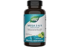 NATURE'S WAY Nature’s Way Mega 3/6/9 Omega Blend, Supports Healthy Skin, Joints, Cardiovascular Function*, Fish, Flax, Borage Oil, 90 Lime Flavored Softgels (Packaging May Vary)