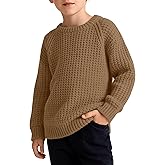 LessonZoo Boys' Waffle Sweater Thermal Thick Chunky Knit Tops 5-13 Years Crewneck Long Sleeve Shirts Casual Kids Pullover