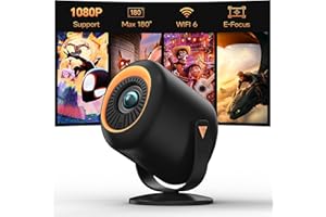 VAMVO Mini Projector with WiFi and Bluetooth, Portable Projector Native 1080P Support 4k with 180° Adjustable Stand, Max 180" Display Proyector Built-in Speakers