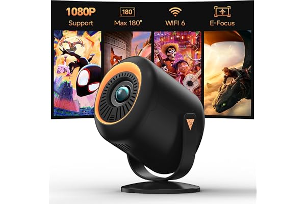Projector with Wifi and Bluetooth Native 1080P, 4K Supported, Home Movie Projector with HDMI, USB, Type‑C, Compatible with Smartphone/ Tablet/ Laptop/ TV Stick/ PS5 for Gaming, Home Cinema