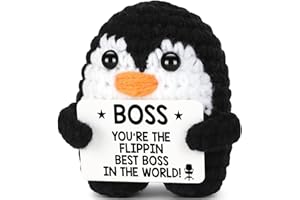 CRYCARROT Mini Funny Bosses Day Gifts for Women Men, Handmade Emotional Penguin Support Thank You Appreciation Gifts for Women Boss Lady Female Male Cowoker Employee, Best Boss Gift for Birthday Cute Decor
