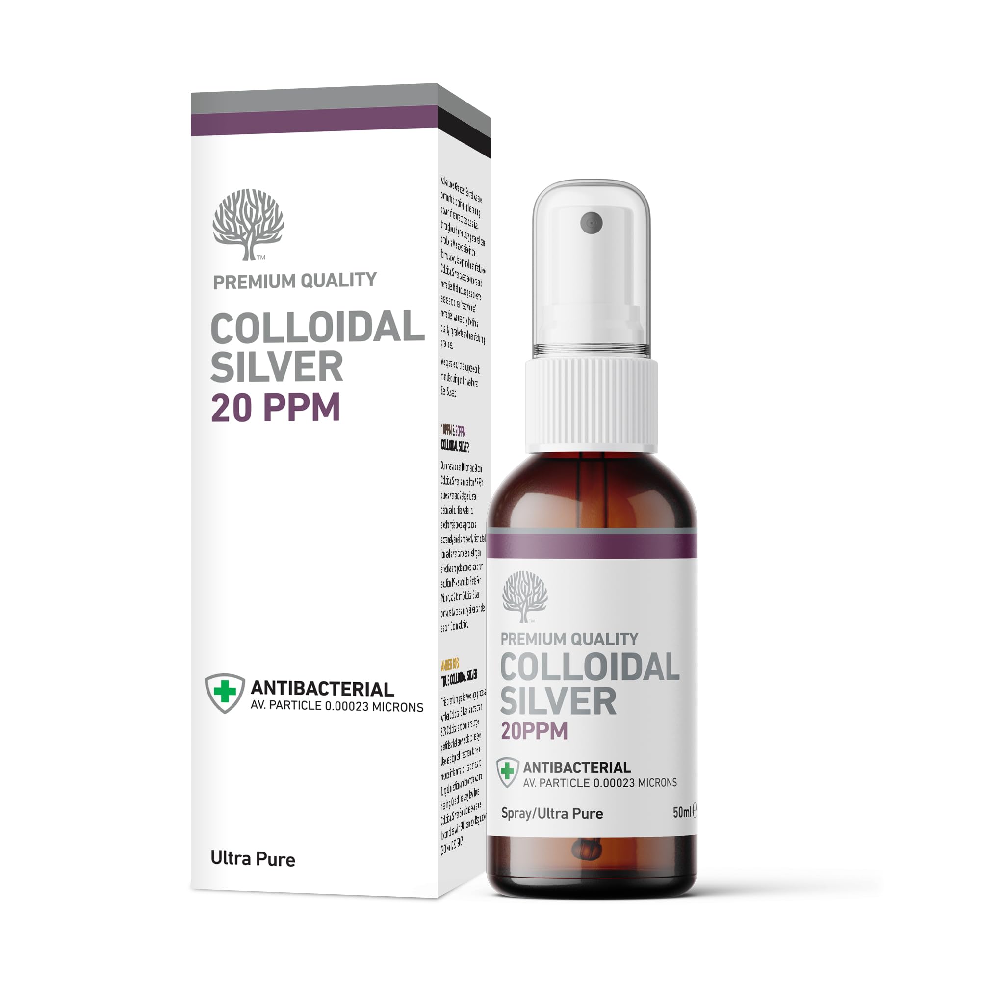 Nature's Greatest Secret Premium Quality Antibacterial 20ppm Colloidal Silver Spray 50ml