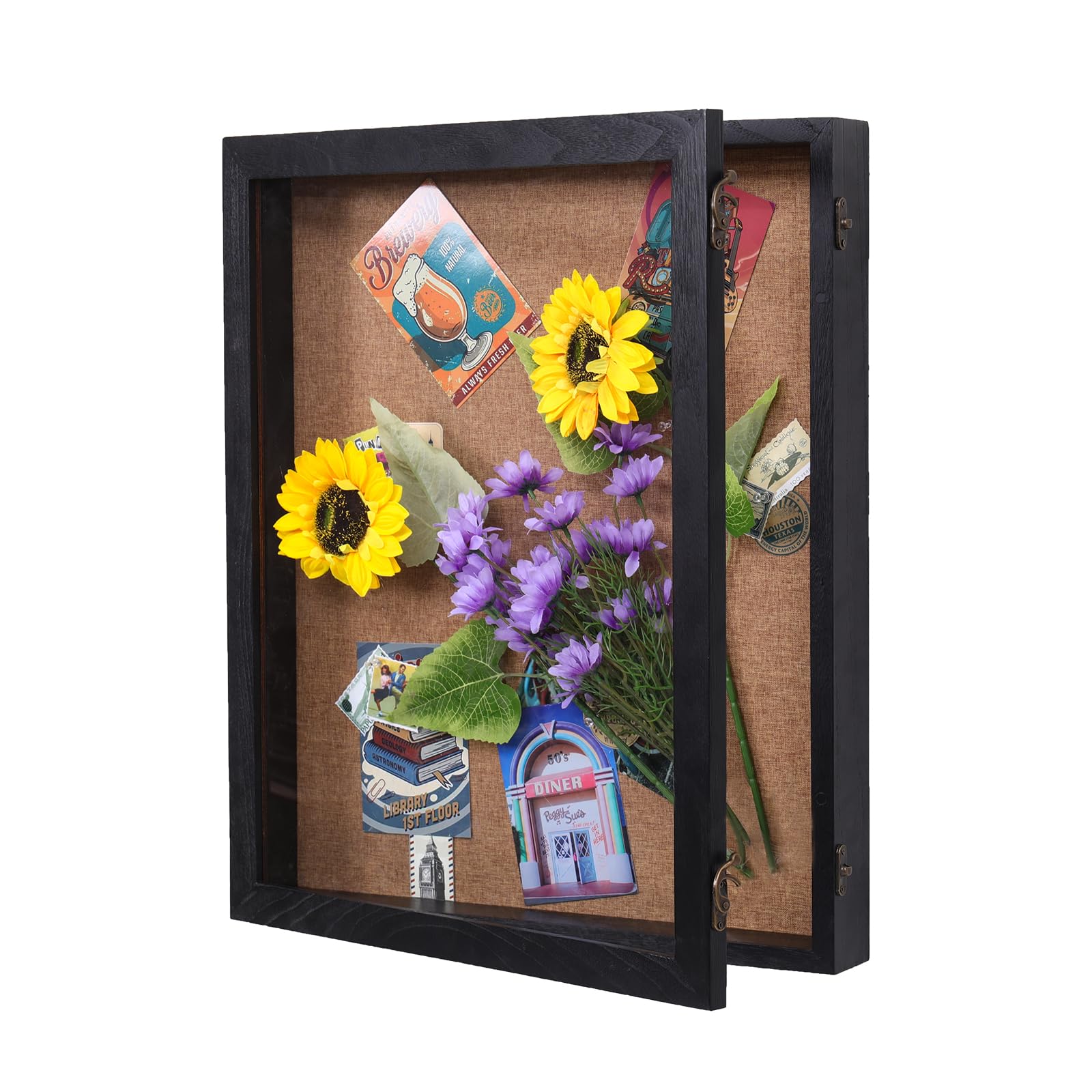 Photo 1 of Extra Large Shadow Box 20x24, Big Shadow Boxes Display Cases with Hinged Door for Keepsake Collages Photos Tickets Flowers Bouquet Memorial Items(Black)