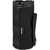 ProCase Tactical Molle Water Bottle Pouch, Military Bottle Holder with Top Drawstring & Mesh Bottom, Portable Water Container Pouch Bag Hydration Carrier for Camping Hiking Hunting Traveling –Black