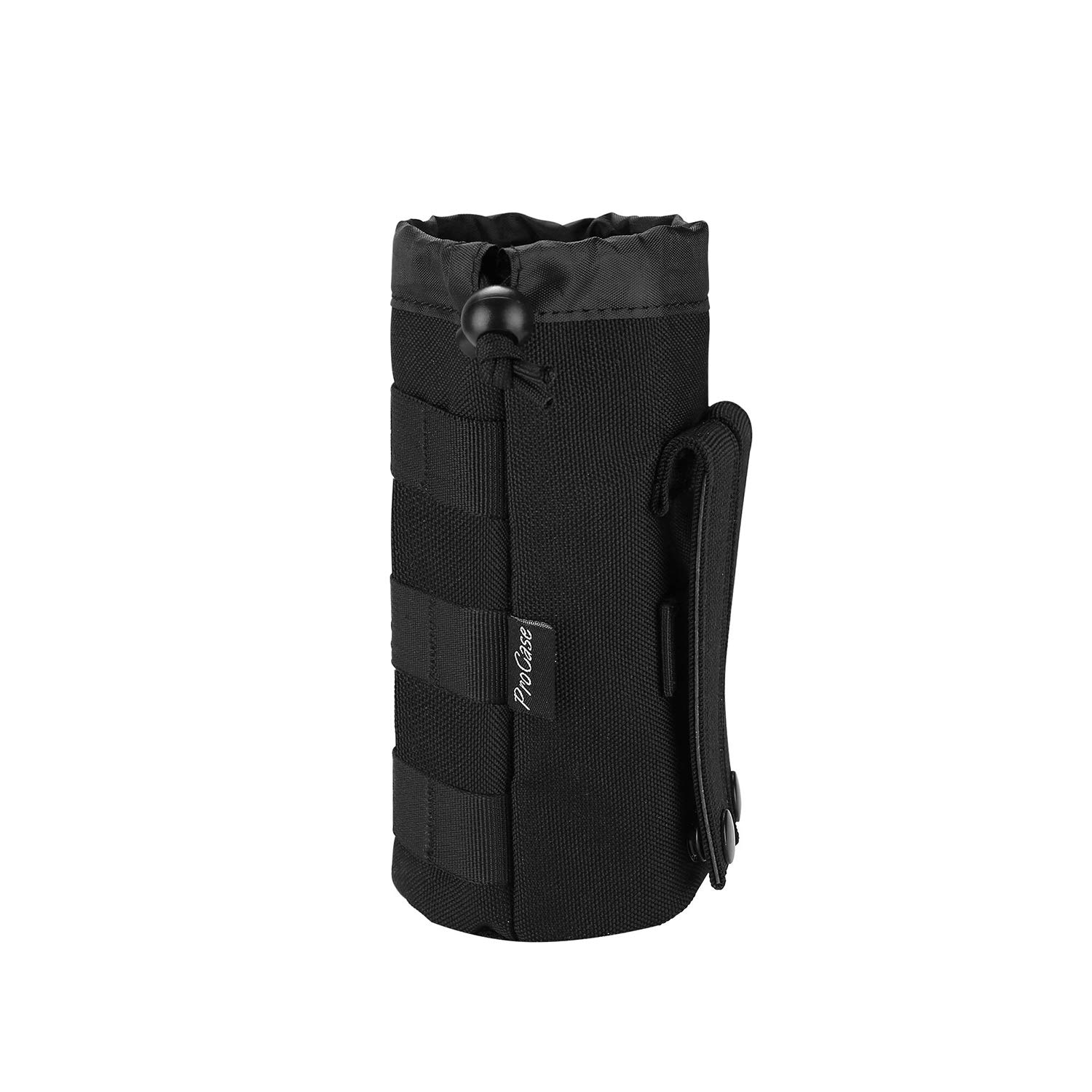 ProCase Tactical Water Bottle Pouch, Military Molle Bottle Holder with Top Drawstring Mesh Bottom, Portable Water Container Pouch Bag Hydration Carrier, for Father's Day –Black
