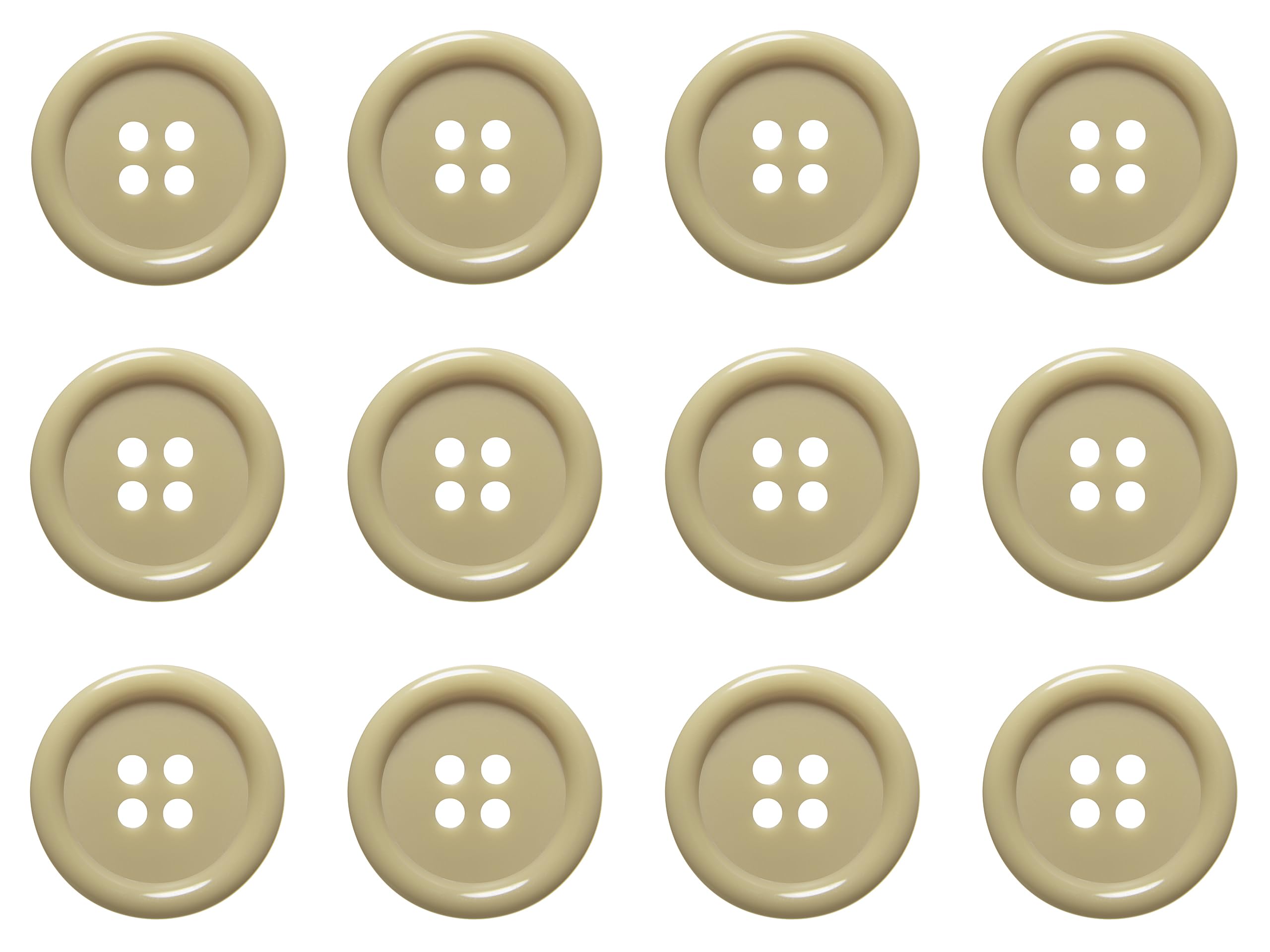 Pack of 12 Beige Sew on 20mm Round Buttons Flat 4 Holes 32L 32 Ligne — image 1