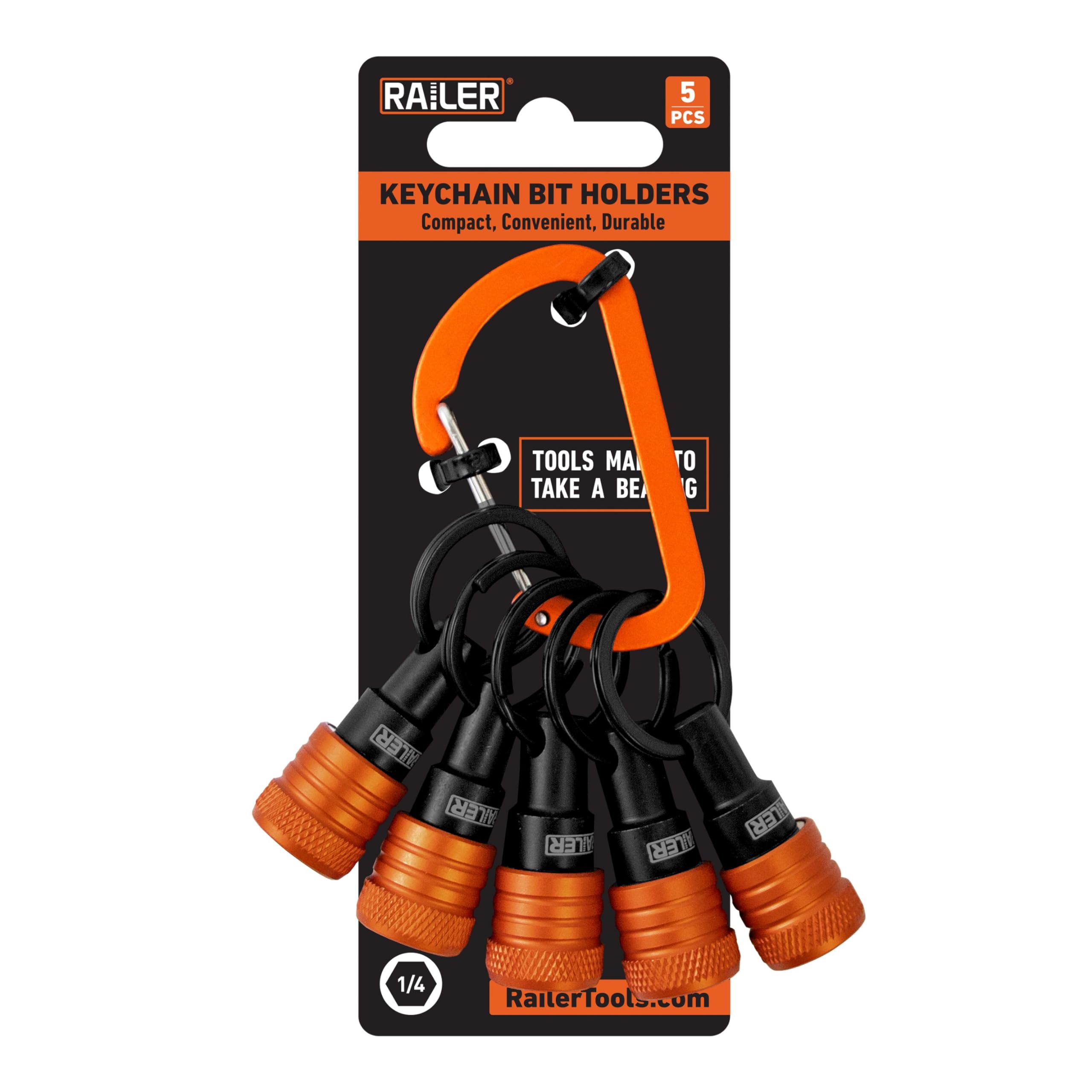Railer Bit Holder Keychain 5pc - 1/4 inch Hex Shank