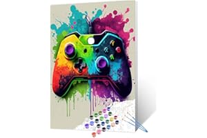 Aihonmin Paint by Number Kits 16 x 20inch Canvas DIY Oil Painting for Kids, Students, Adults Beginner with Brushes & Acrylic Pigment - Colorful Video Game(Without Frame)-Best Gamer Gifts