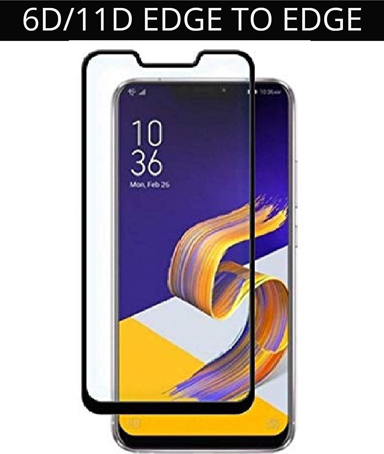 JGDWORLD Full Edge to Edge Black 6D Tempered Glass for Asus Zenfone 5Z (2018)