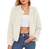 Zando Faux Fur Coats for Women 2026 - Cropped Faux Fur Jacket Women Outwear Long Sleeve Pockets Shaggy Warm Winter Coats