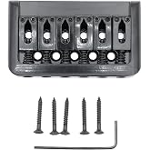 Xuxing 52.5mm Fixed Hardtail Bridge Non-tremolo Electric Guitar Bridge for 6 String Fender Strat Stratocaster Tele Telecaster Guitar Replacement (Black, 52.mm)