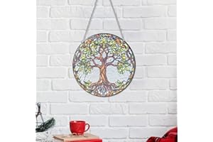 HOTIYOK Tree of Life Acrylic Window Hangings Big Tree Stained Glass Panels Window & Wall Decor for Indoor/Outdoor, Ideal Housewarming Gift Home Decor for Mom Grandma Wife Teacher