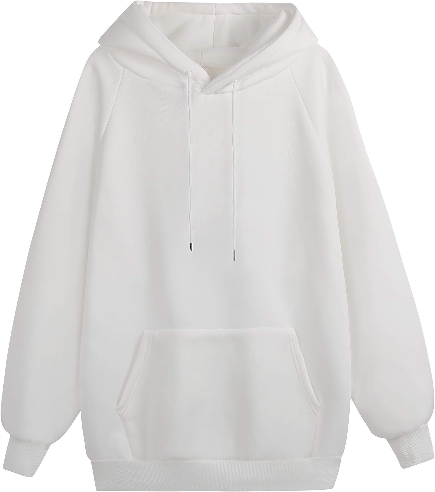 Sweetbei J Womens Winter Casual Hoodie Oversized Pocket Kangaroo Sweatshirt Pullover White M