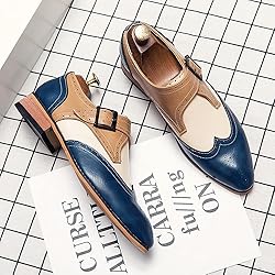 HuitJours Men Vintage Multicolor Monk Strap Loafer