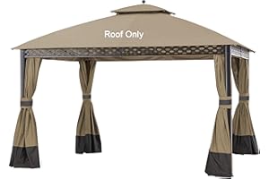 JANCANOPY Replacement Cover for 10X12Ft Oakmont Gazebo L-GZ1188PST-A,Pinehurst Gazebo L-GZ1188PST,Khaki