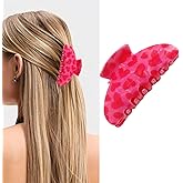 Valentine Claw Clips Heart Hair Clip Big Hair Claw Rose Red Acrylic Clip Cute Hair Barrettes Strong Hold NonSlip Teeth Hair Clips Pink Hair Accessories for Women Party Daily Wear Birthday Gift 1Pcs