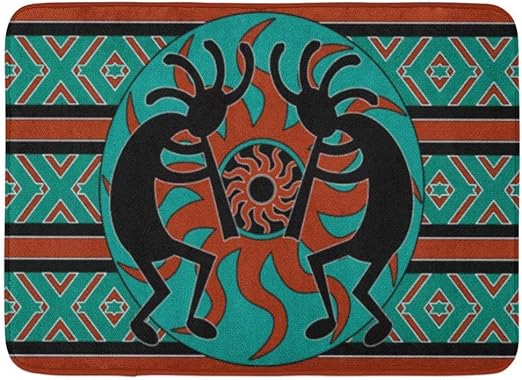 Amazon Com Bath Mat Teal Southwestern Kokopelli Southwest Design