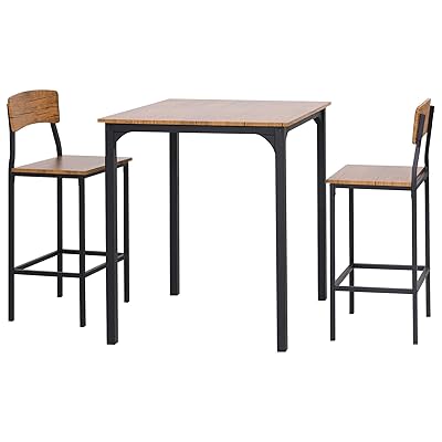 Buy Homcom 3 Pcs Modern Counter Height Dining Table Set With 2 Matching Stools Foorest Steel Legs Black Online In Italy B08cv32kfv