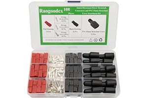 RAOGOODCX 108Pcs Quick Disconnect Terminals Connectorsterminals Red Black 15/30/45AMP Power Connector Battery Plug with PVC Flame Retardant Connector Sleeve Cover