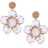 Beaded Drop Earrings Statement Colorful Beaded Flower Earrings Handmade Bohemia Tropical Beadwork Dangle Earrings For Woman