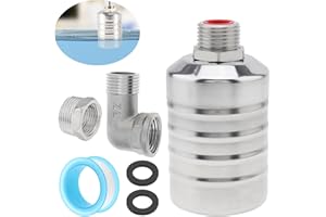 PNXKTXO Float Valve, 304 Stainless Steel 1/2inch to 3/4inch Auto Fill Shut Off Water Float Valves Fully Automatic Water Level Control for Water Tank, Pool, Tower, Livestock Troughs