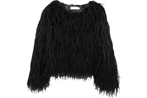 foefaik Winter Fluffy Faux Fur Coat Women's Shaggy Jacket Long Sleeve Outwear