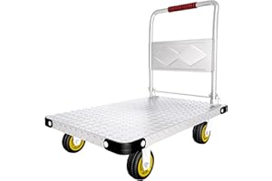 WARMYOU Heavy Duty Platform Truck Cart Foldable Flat Cart Push Cart Dolly Large Platform Cart w/ 5'' Swivel Wheels 2000LBS Capacity Moving Hand Dolly for Groceries, Garage, Warehouse (35'' L x 22.5'' W)