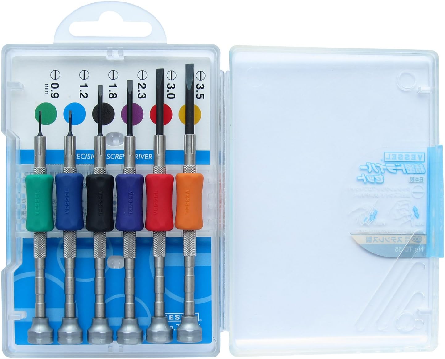 VESSEL Precision Screwdriver Set TD-55 / -0.9, -1.2, -1.8, -2.3, -3.0, -3.5, Multicolored - Image 3