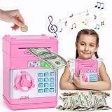 Thedttoy Digital Money Box ATM Pink Piggy Bank 4 Digit Password Safe 3-12 view 5